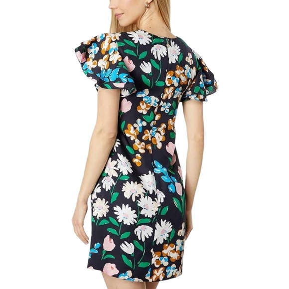 Kate Spade Silk Twill Meadow Floral Sheath Mini Dress In Black Multicolor Size 4 - Picture 16 of 16